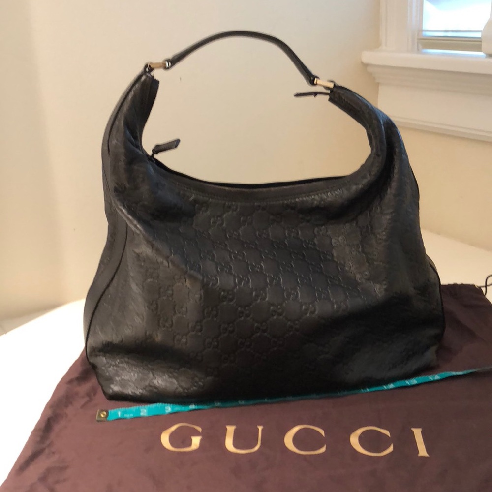 GUCCI dark brown Guccissima hobo bag